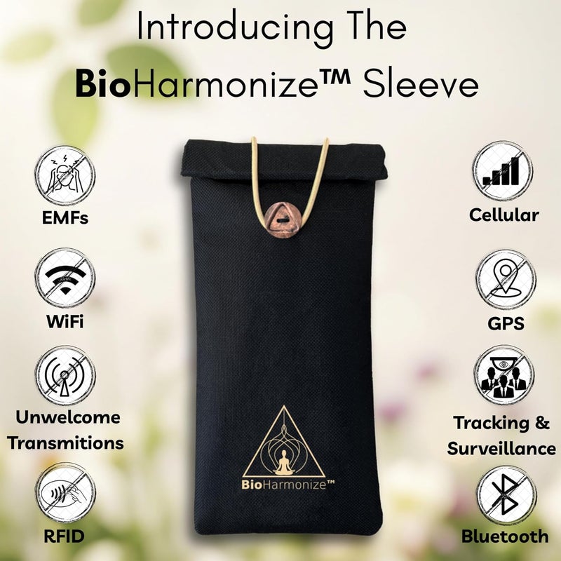BioHarmonize EMF Shield Phone Sleeve - Full Privacy & RF Signal Blocking, Double Shielding Faraday Fabric, Quantum Harmonization Tech - Image 3